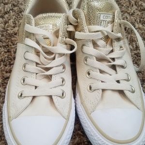 Goldish brand new converse shoes